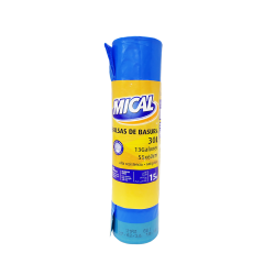 BOLSA BASURA AZUL 15 UNI 30LT